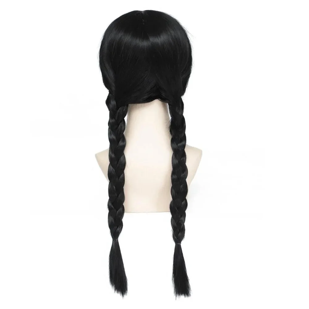 Wednesday Addams Wig – Braided Black Costume Wig for Halloween, Cosplay & Dress-
